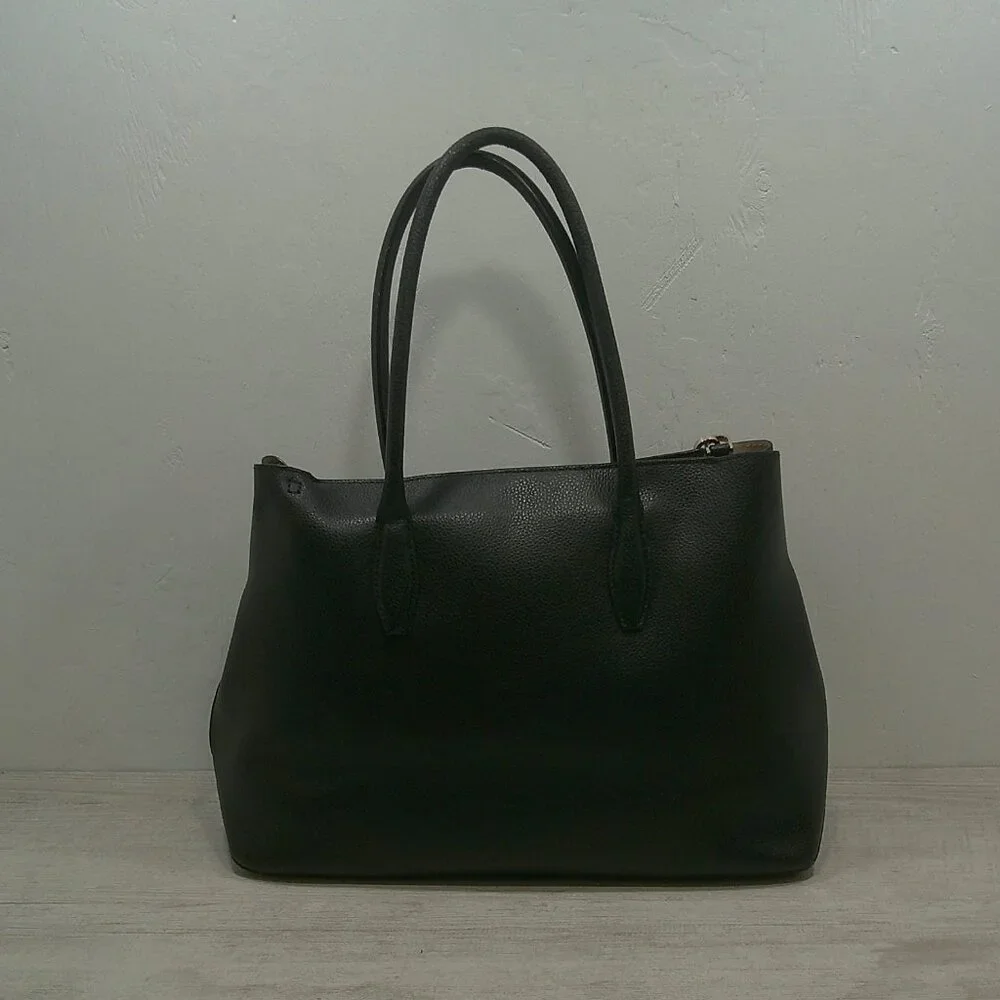 Kate Spade New York Eva Medium Top Zip Satchel Black Pebbled leather| Crossbody
